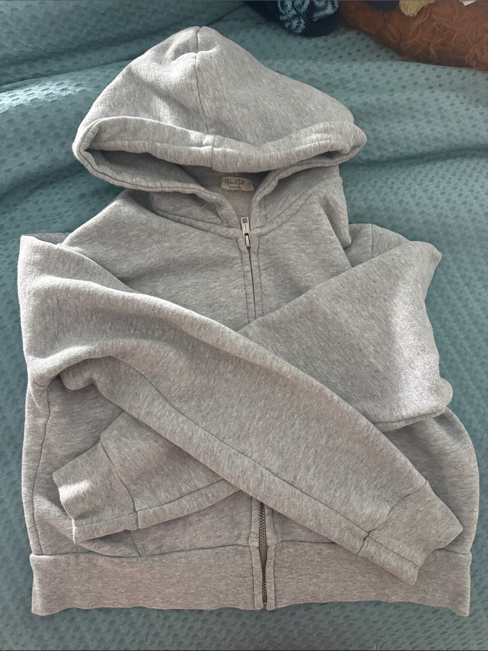 John Galt Cropped Classic Zip-Up Hoodie - Heather Gray